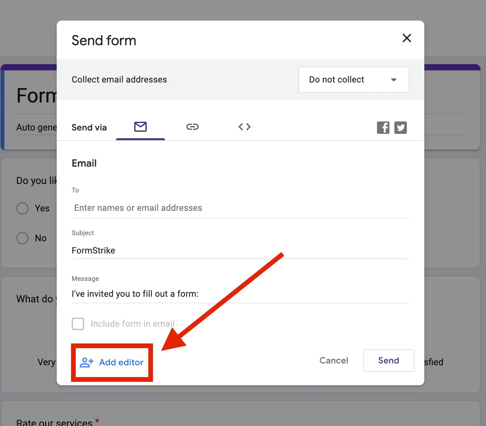 Google Form in edit mode